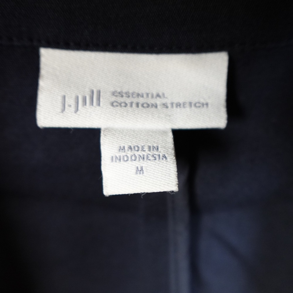J. Jill Blazer Womens Medium Essential Cotton Stretch One Button Navy Blue - Picture 2 of 9